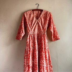 Fabrik - Cotton floral midi dress with tie waist